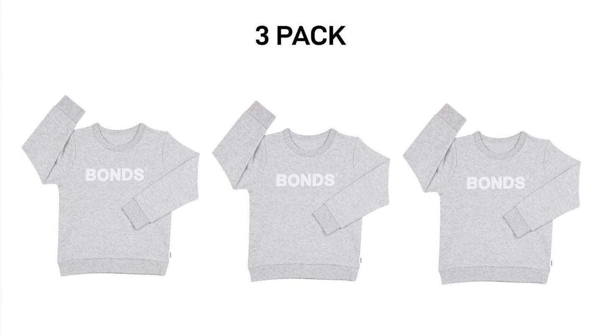 Bonds Baby Tech Sweats Pullover Ultimate Warm Comfort Sporty Style 3 Pack KVQTA