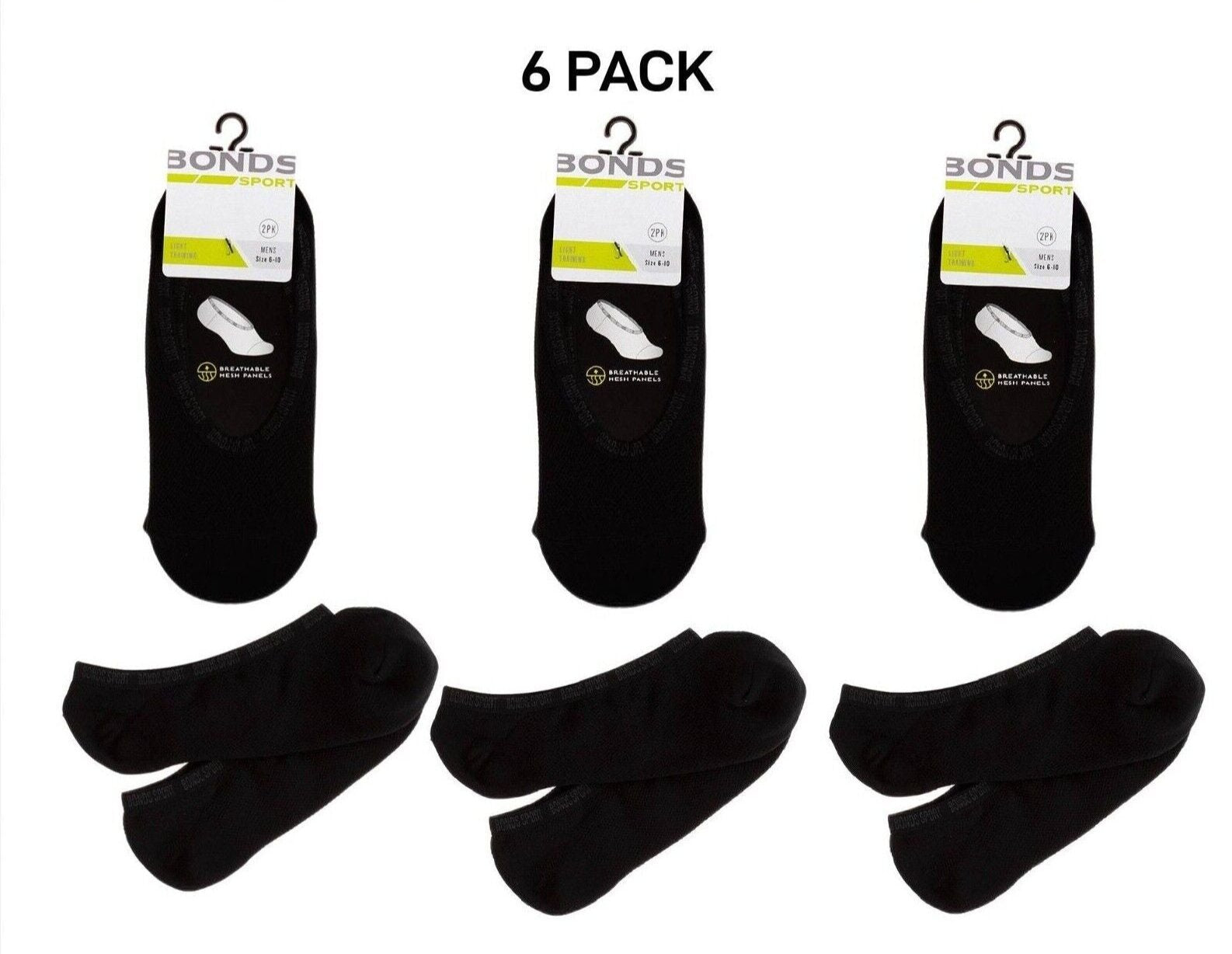 Bonds Mens Mesh Play Cool Footlet Socks Sport Active Running 6 Pack SYRU2N