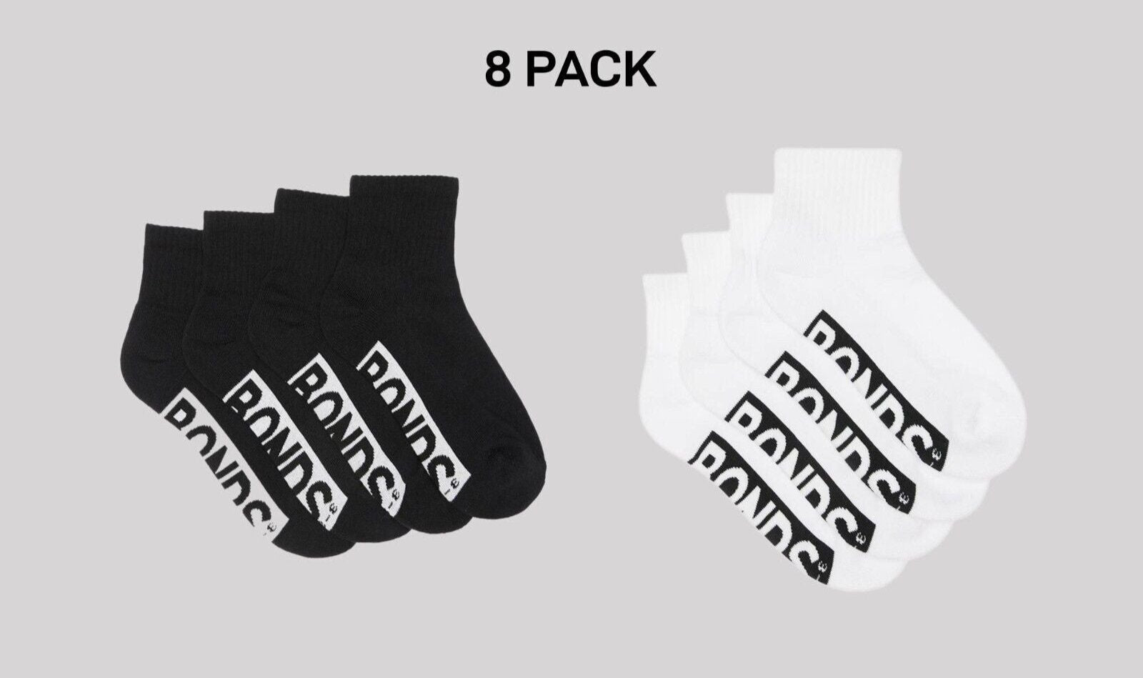 Bonds Kids Logo Cushioned Quarter Crew Sock Thickness & Comfiness 8 Pack RXTW4W