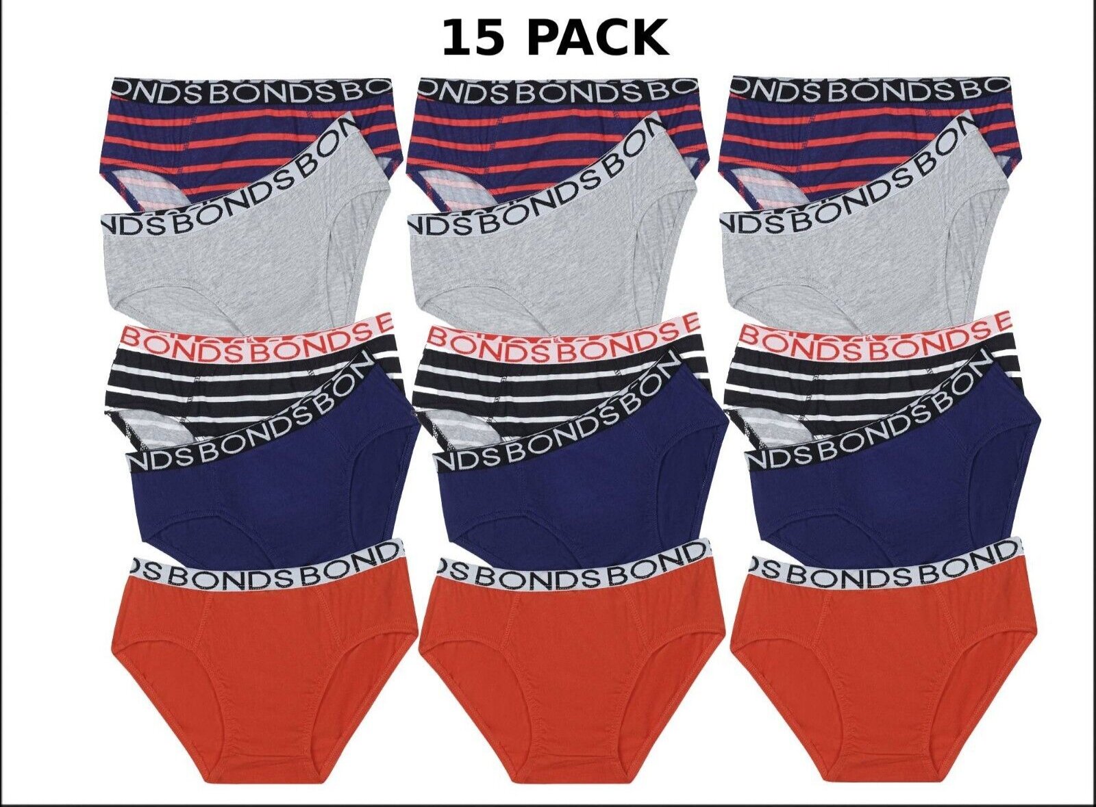Bonds Boys Brief Soft Stretchable Comfortable Contoured Fit 15 Pack UWNU5A X79