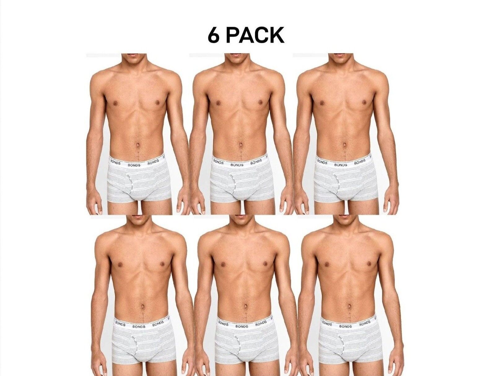 Bonds Mens Guyfront Trunk Ultra Soft Elastic Waistband Seam Free 6 Pack MX3K