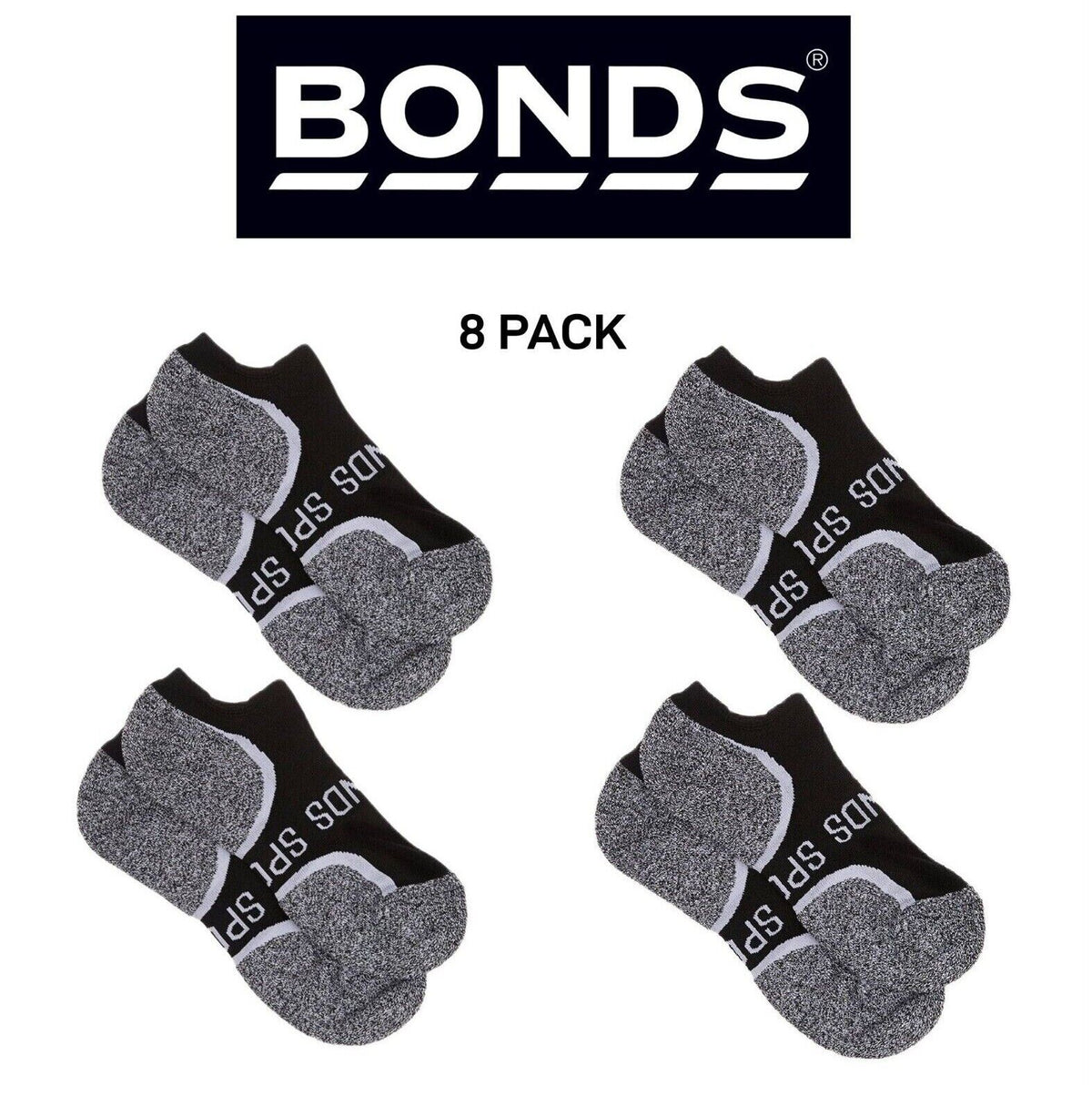 Bonds Mens Ultimate Comfort Crew Socks Soft Comfortable Low Cut 8 Pack SXVB2N