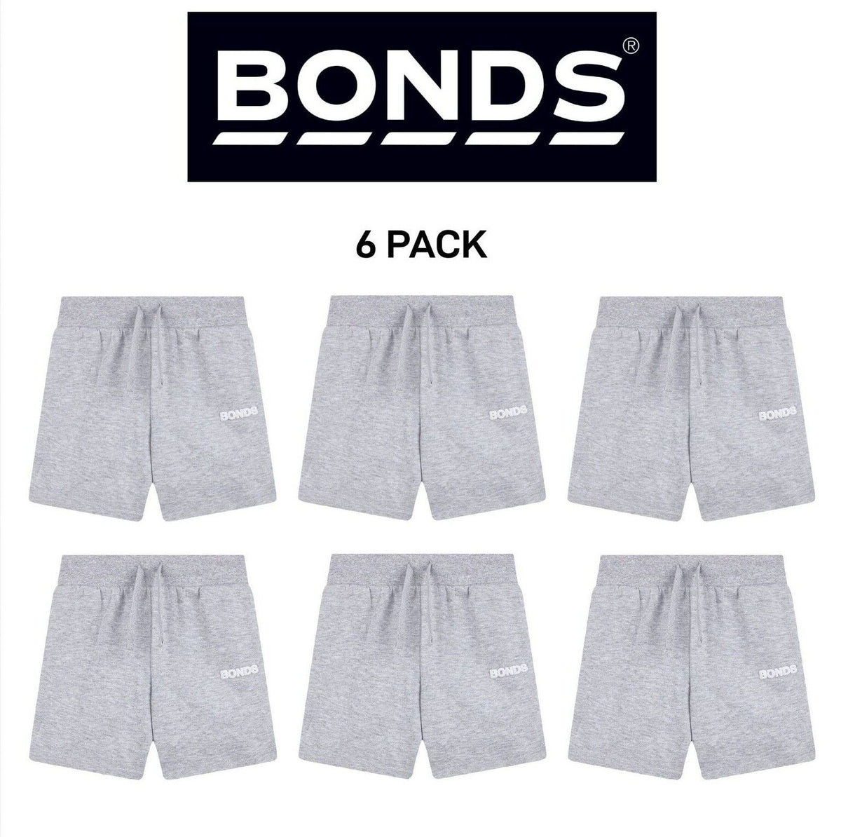 Bonds Kids Tech Sweats Short Lightweight Soft Rib Waistband Sporty 6 Pack KVQPK