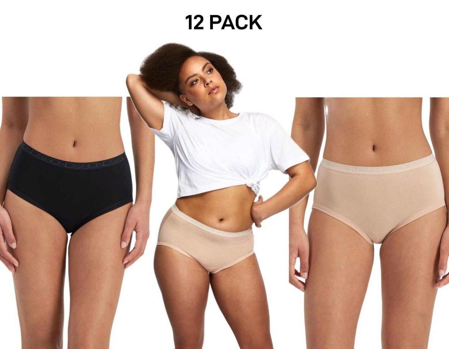 Bonds Womens Cottontails Full Brief Lightweight Soft Cotton 12 Pack WY5NA