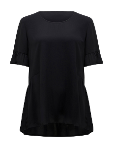 NNT Womens Short Sleeve Ruffle Sleeve Blouse Soft Georgette Black Shirt CATUA5