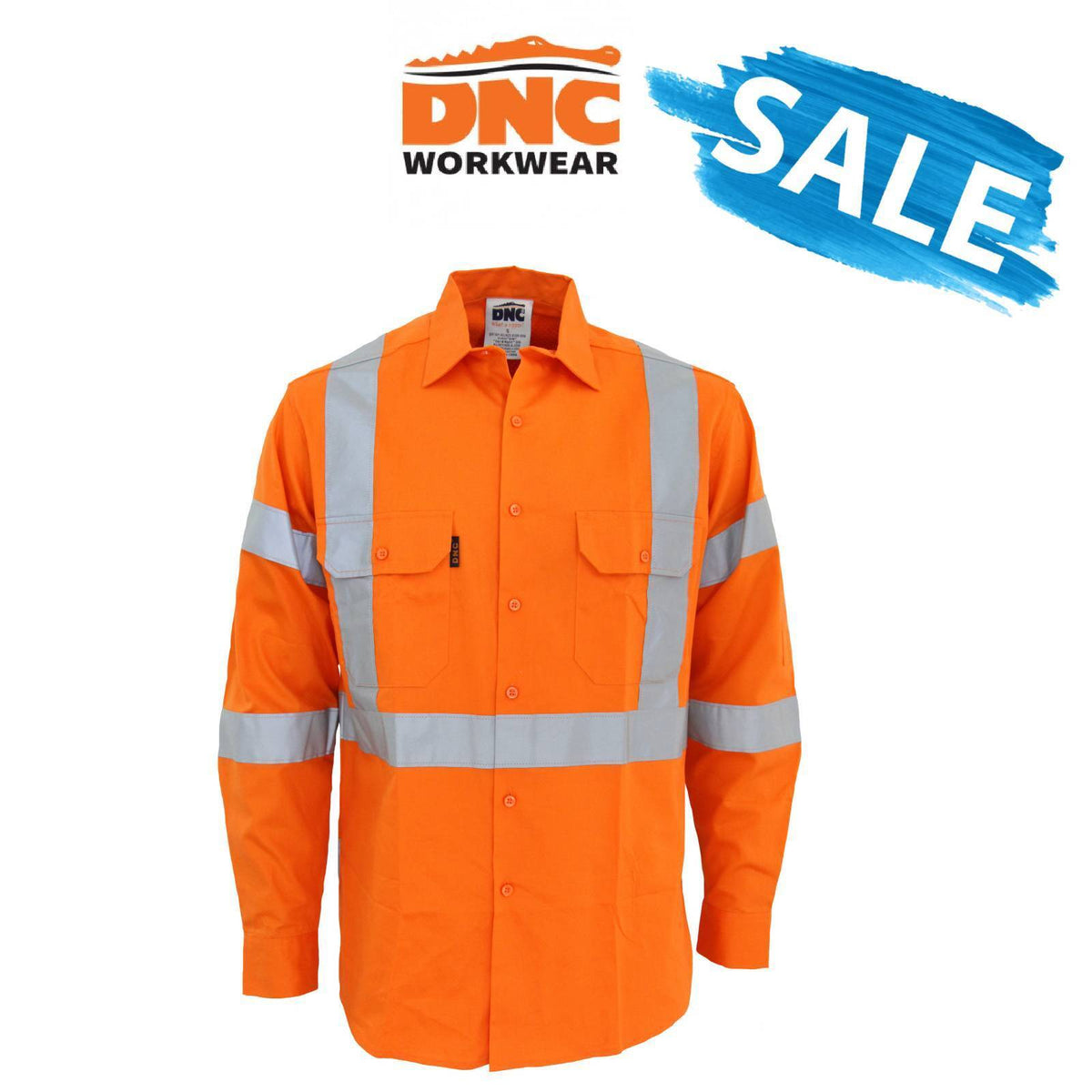 SALE DNC Mens Hi-Vis 3 way vented "X" back & Biomotion Taped Workwear Shirt 3545