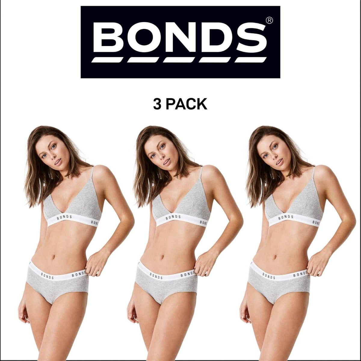 Bonds Womens Originals Triangle Crop Comfy Flattering Supportive 3 Pack WV7MT