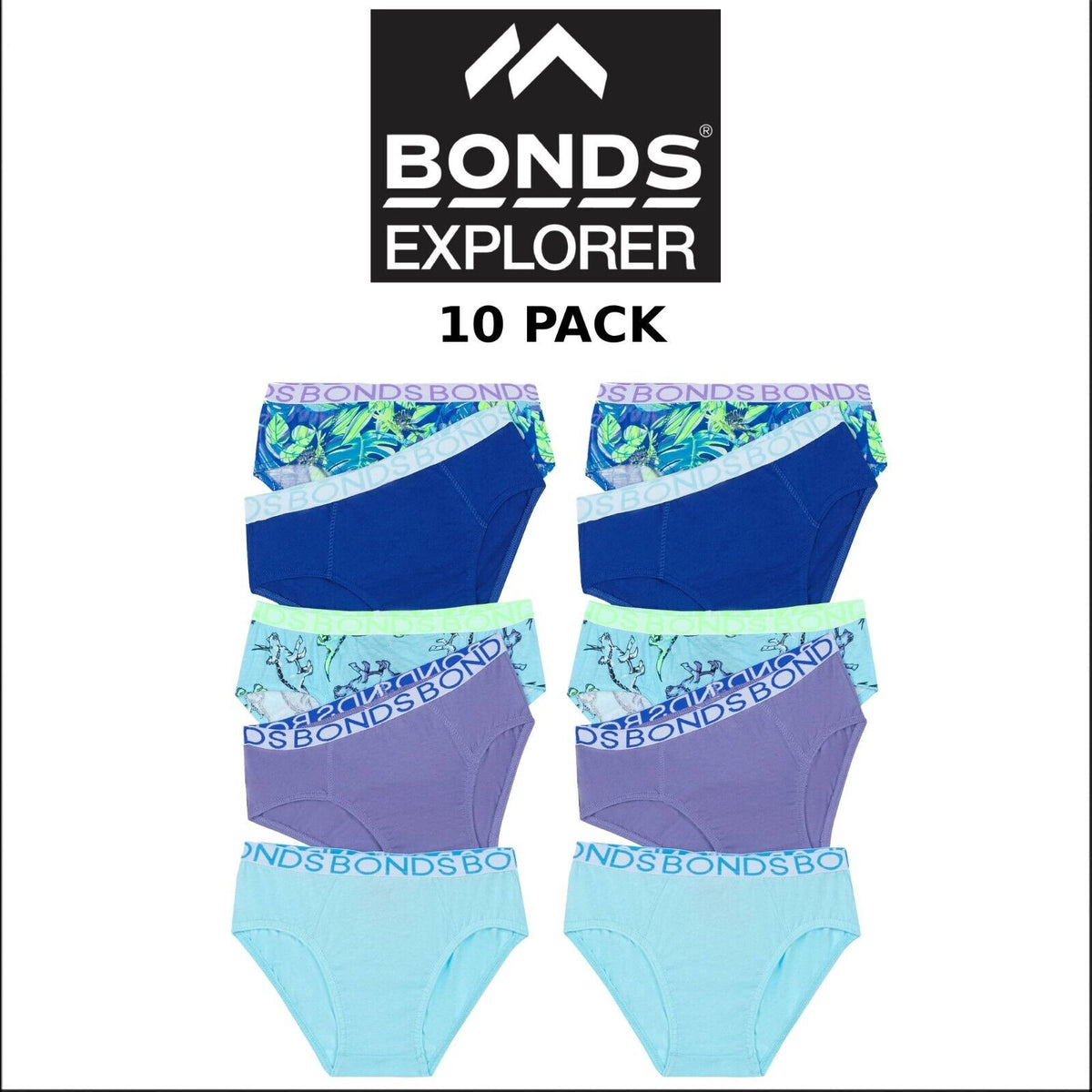 Bonds Boys Brief Soft Stretchable Comfortable Contoured Fit 10 Pack UWNU5A XS3