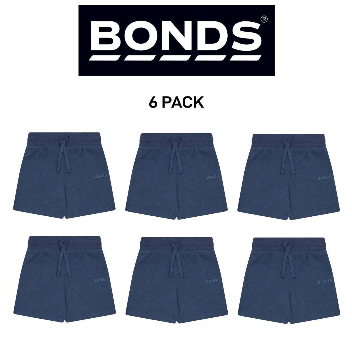 Bonds Kids Tech Sweats Short Lightweight Soft Rib Waistband Sporty 6 Pack KVQPK