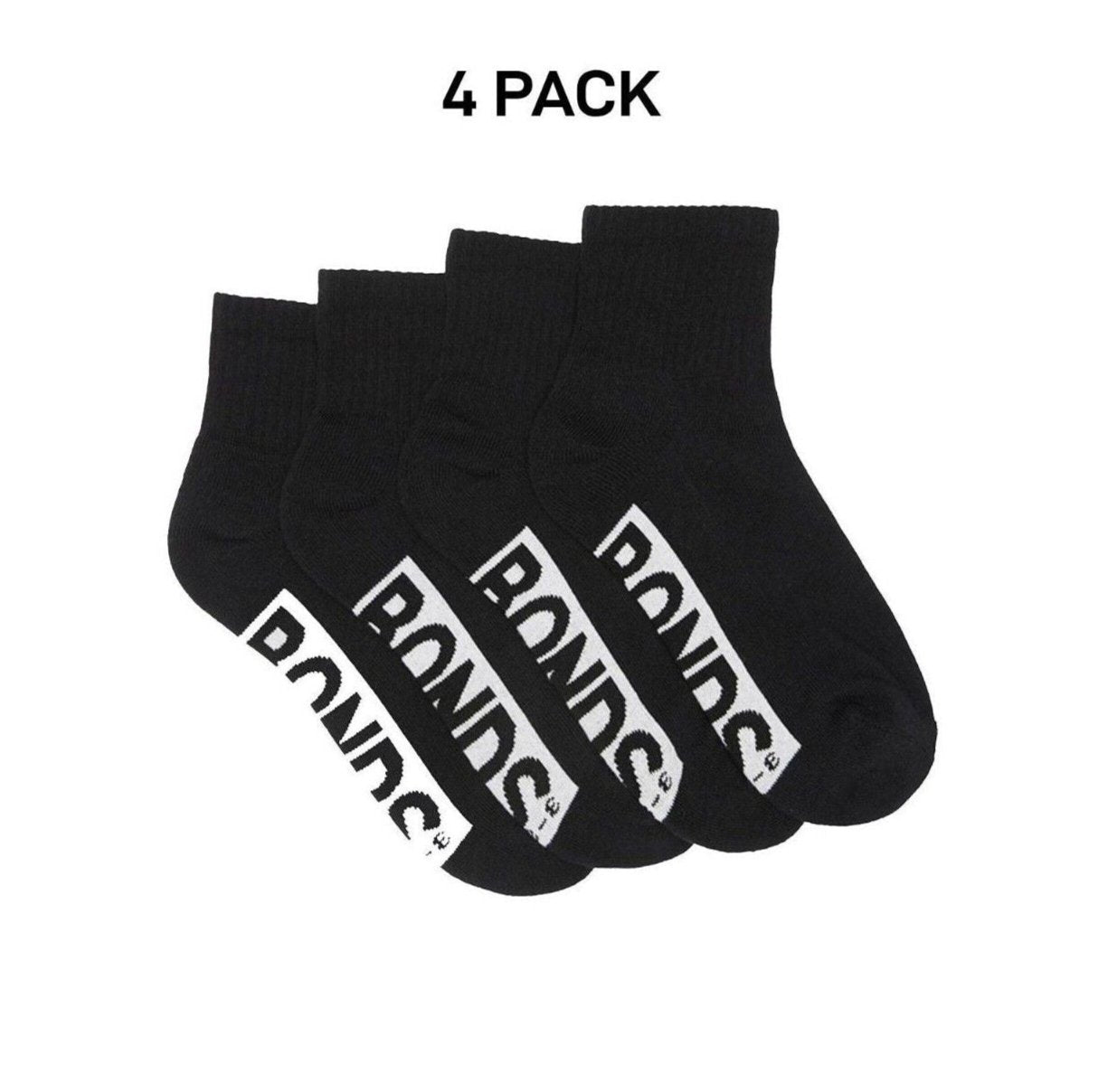 Bonds Kids Logo Cushioned Quarter Crew Sock Thickness & Comfiness 4 Pack RXTW4W