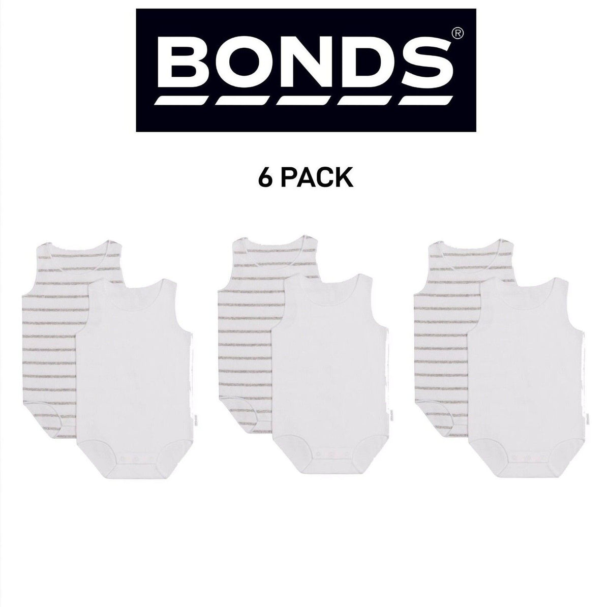 Bonds Baby Wonderbodies Singlets Comfy Soft Stretchable Cotton 6 Pack BWTRA