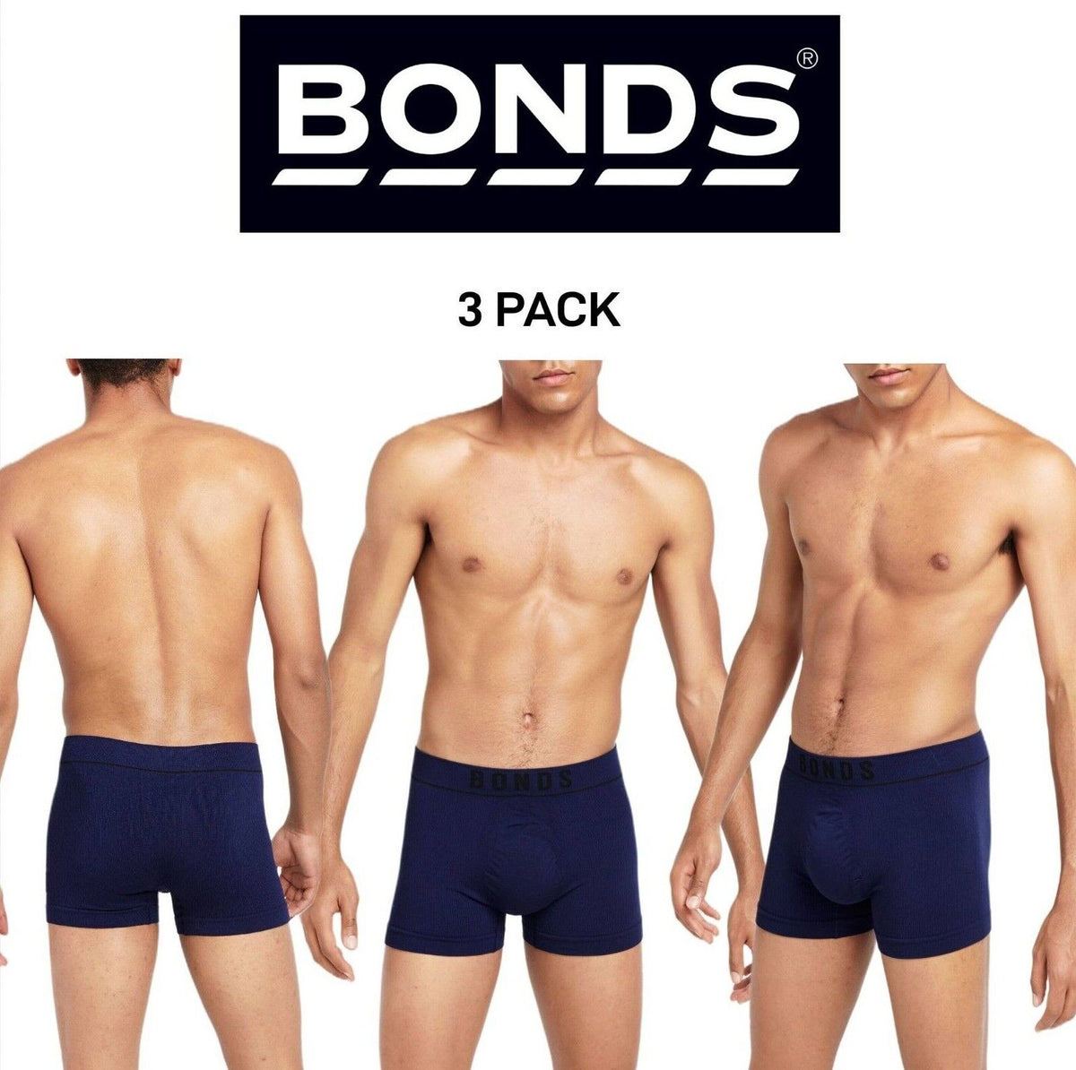 Bonds Mens Original Seamless Trunk Seams Design for Maximum Comfort 3 Pack MXBA