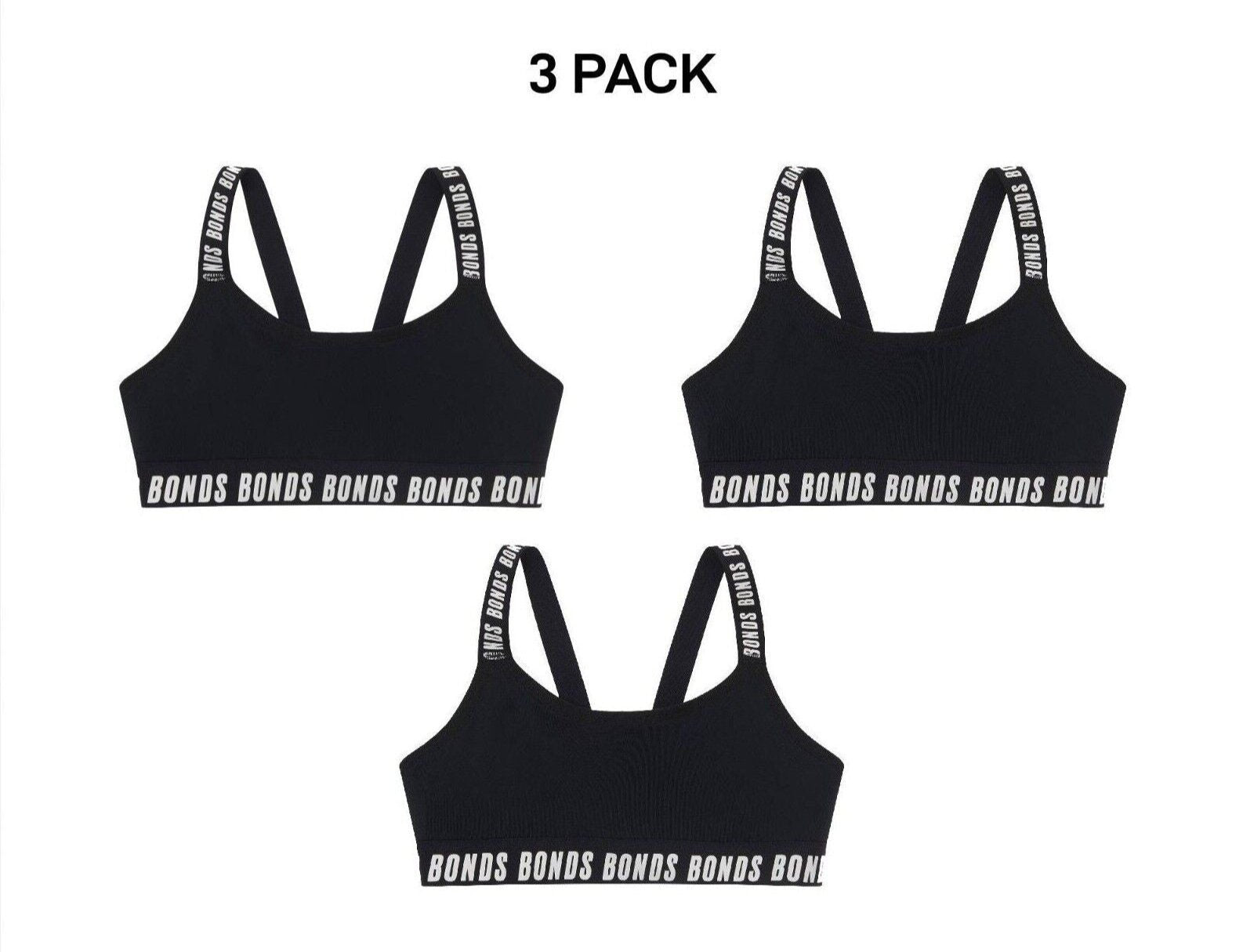 Bonds Girls Performance Pullover Crop Durable and Stretchy Bra 3 Pack UWH41A