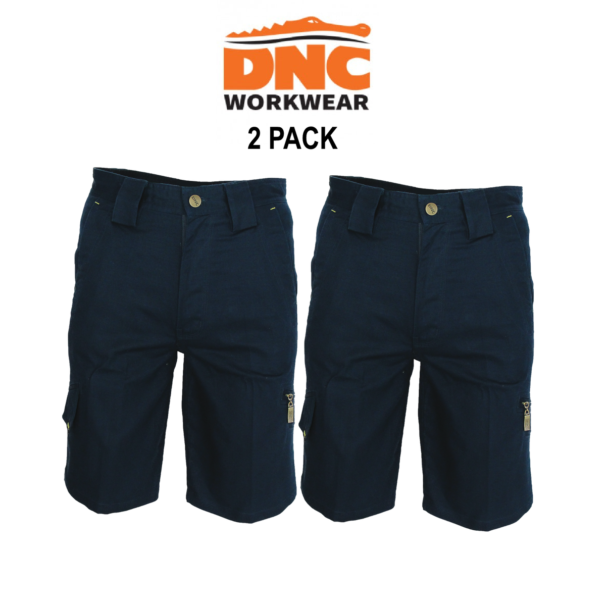 DNC Workwear 2 Pack Ripstop Tradies Cargo Shorts Tough Work Summer Short 3383