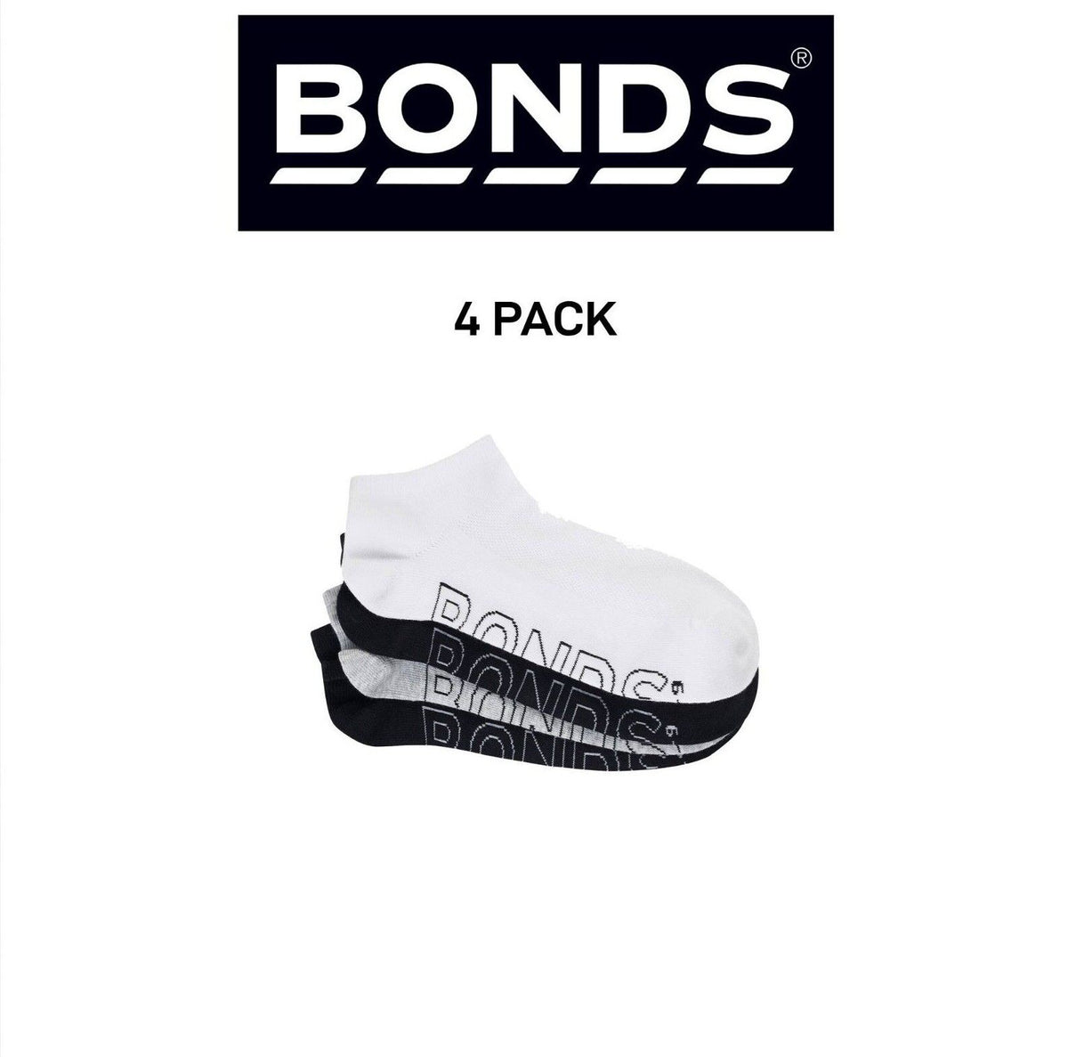 Bonds Mens Logo Lightweight No Show Extra Comfort Mesh Cooling 4 Pack SXN44N