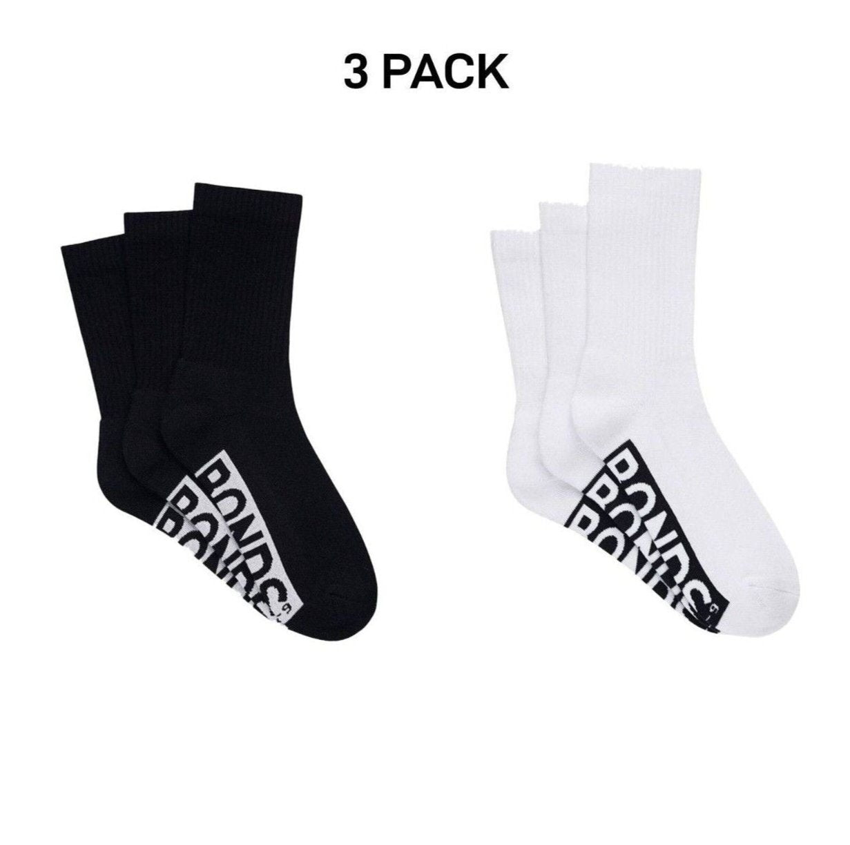 Bonds Mens Logo Cushioned Crew Socks Extra Comfort Smooth Seams 3 Pack SXMW3N