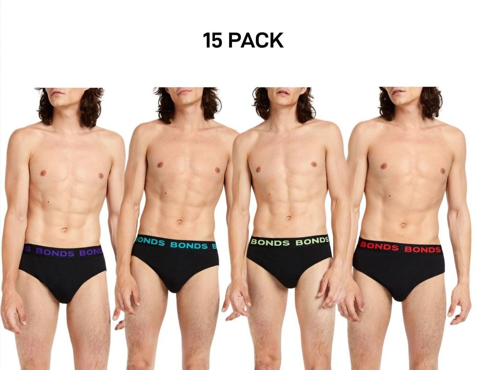 Bonds Mens Hipster Brief  Wide Comfortable Elastic Waistband 15 Pack M8DM5T