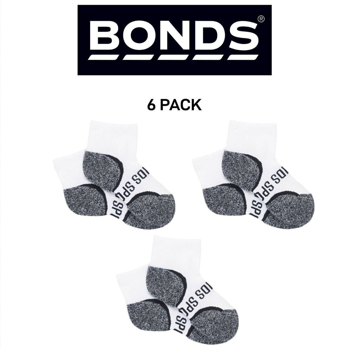 Bonds Kids Ultimate Comfort Quarter Crew Extra Cushioning Socks 6 Pack RY8K2N