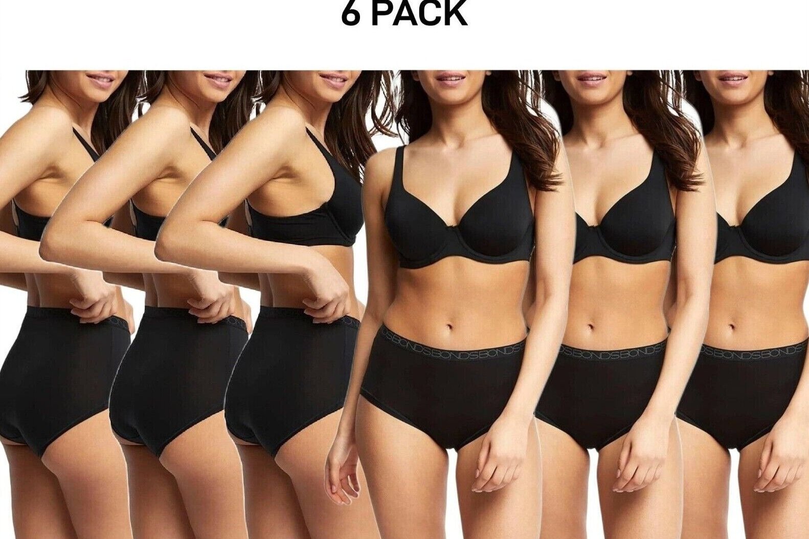 Bonds Womens Invisitails Full Brief Soft and Stretchy Waistband 6 Pack WZGGY