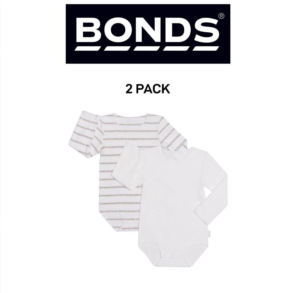 Bonds Baby Wonderbodies Long Sleeve Bodysuit Soft Warm and Covered 2 Pack BX47A