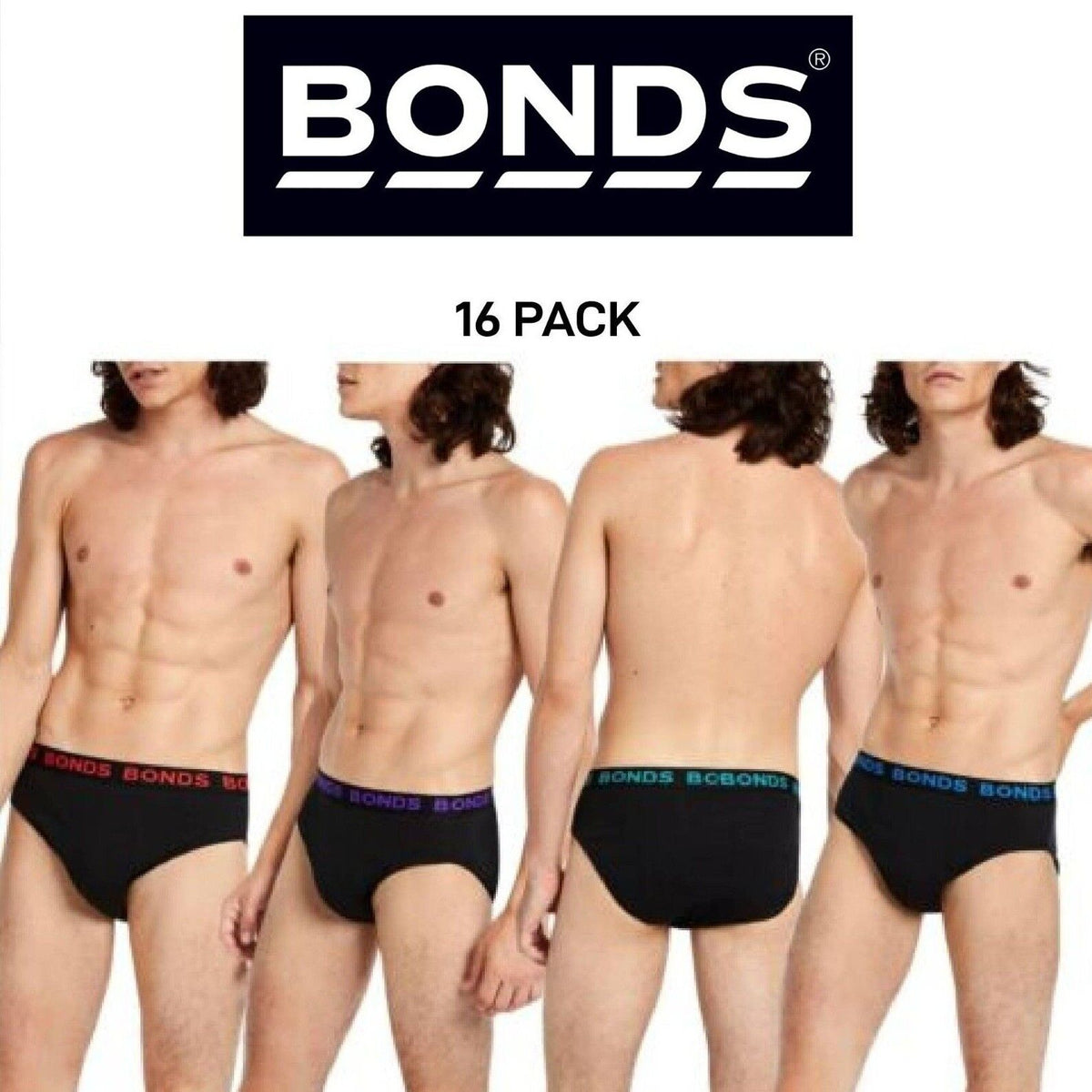 Bonds Mens Basic Hipster Briefs Cotton Stretchable Tailored Fit 16 Pack M38DM4