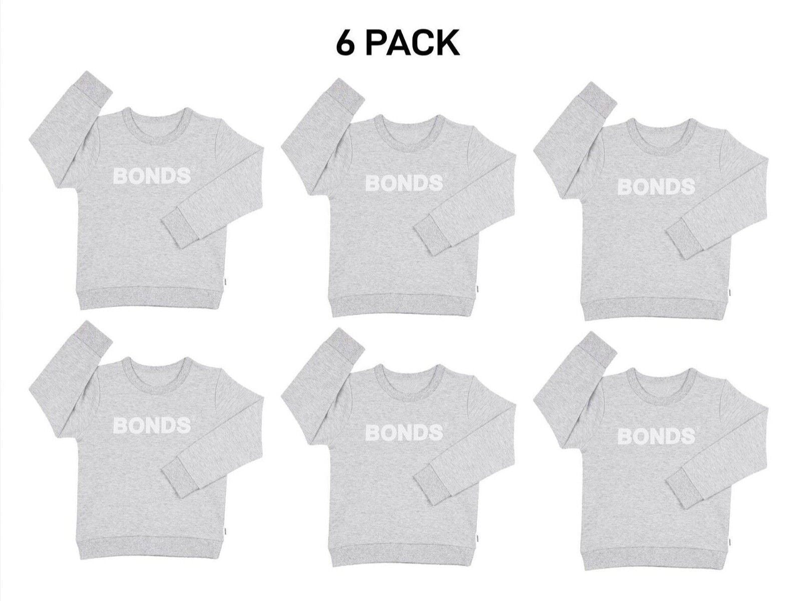 Bonds Kids Tech Sweats Pullover Soft Knitted Warm Cotton Poly Blend 6 Pack KVQTK