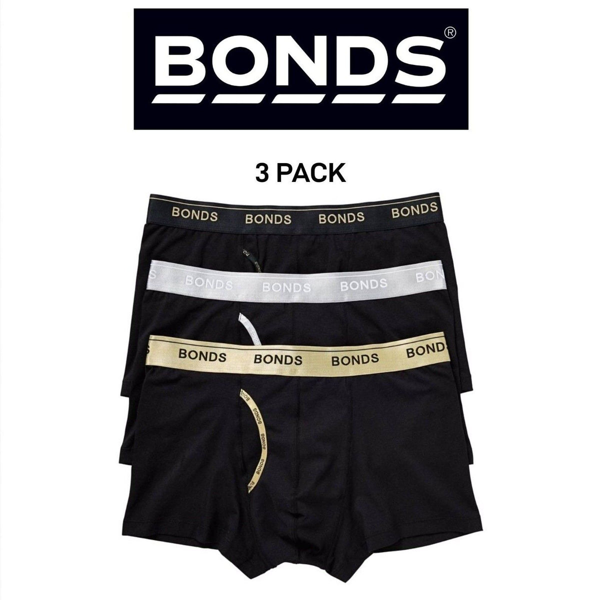 Bonds Mens Guyfront Trunk Super Soft Waistband With Logo 3 Pack MZ963A