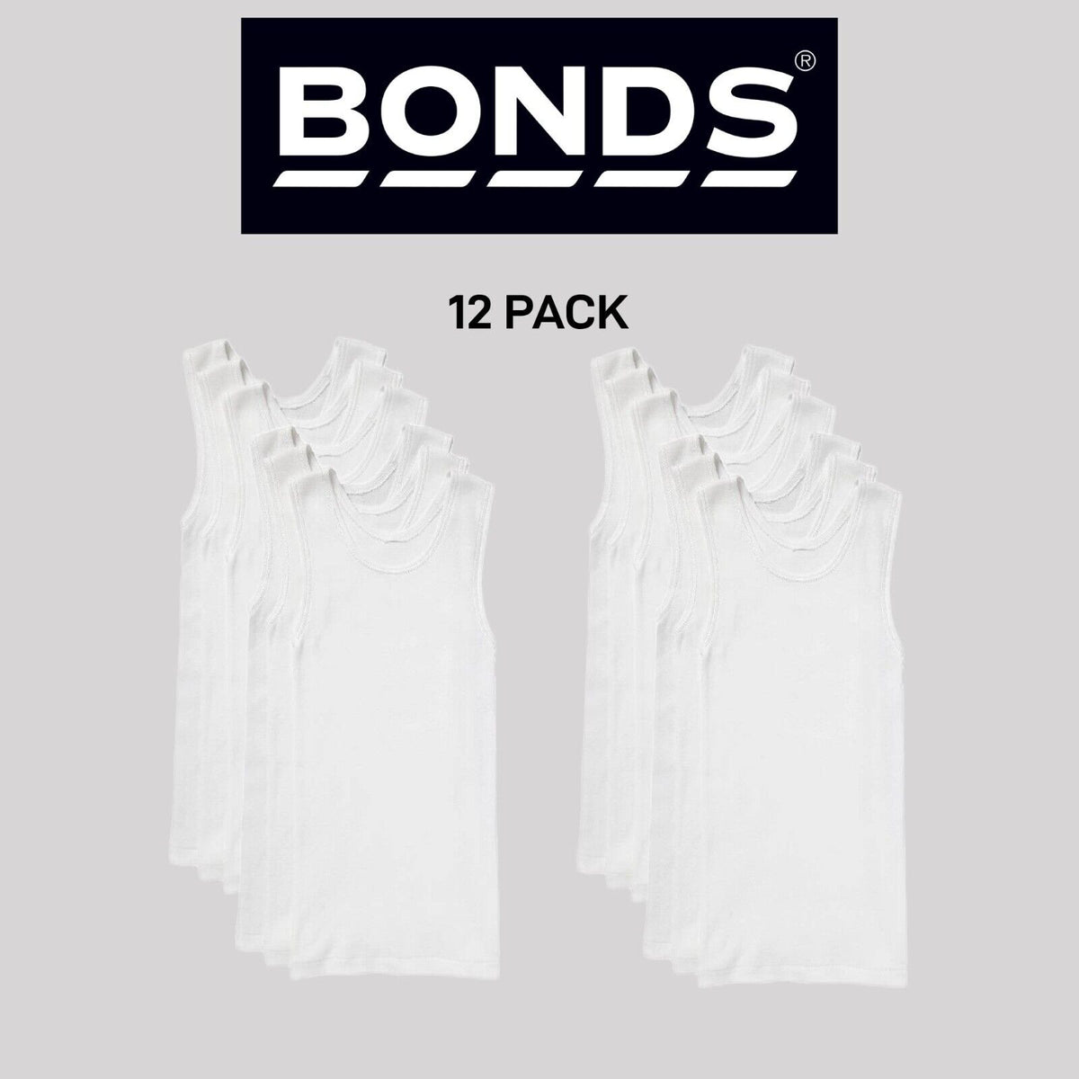 Bonds Boys New Chesty Vest Cotton Singlet Soft Comfort Cotton 12 Pack UYG33A