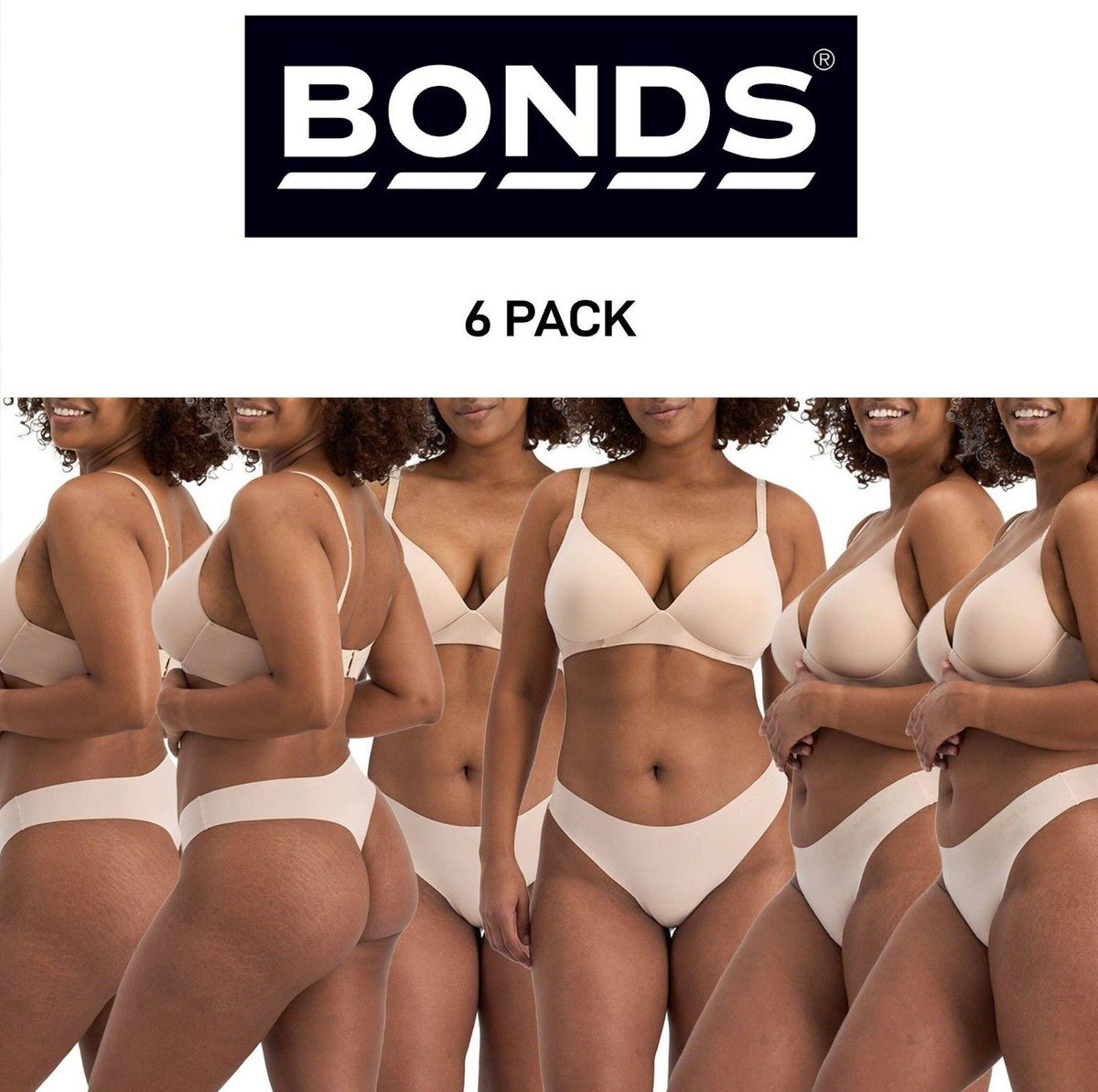 Bonds Womens Invisi Freecuts Gee Sleek Simple G-String Shape Undies 6 Pack WU3V
