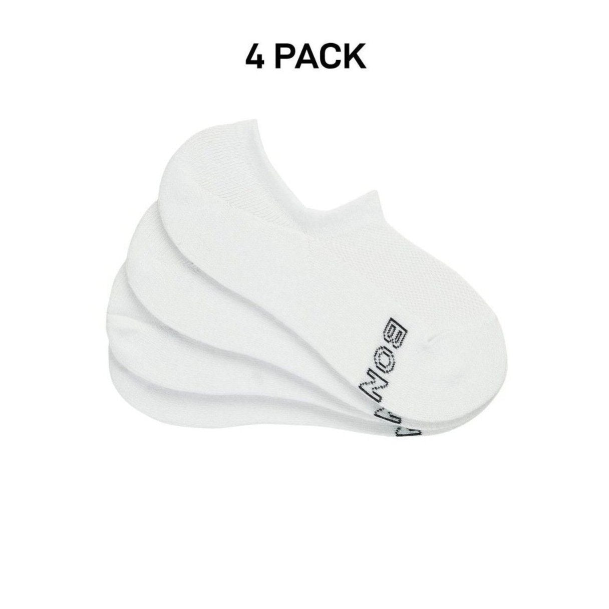 Bonds Mens Logo Light Sneaker Socks Cotton Breathable Mesh Panels 4 Pack SXKP4N