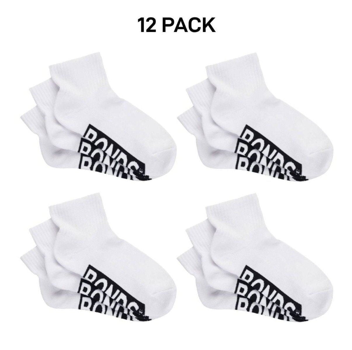 Bonds Womens Logo Cushioned Quarter Crew Comfy Cushioning Socks 12 Pack LXPP3N