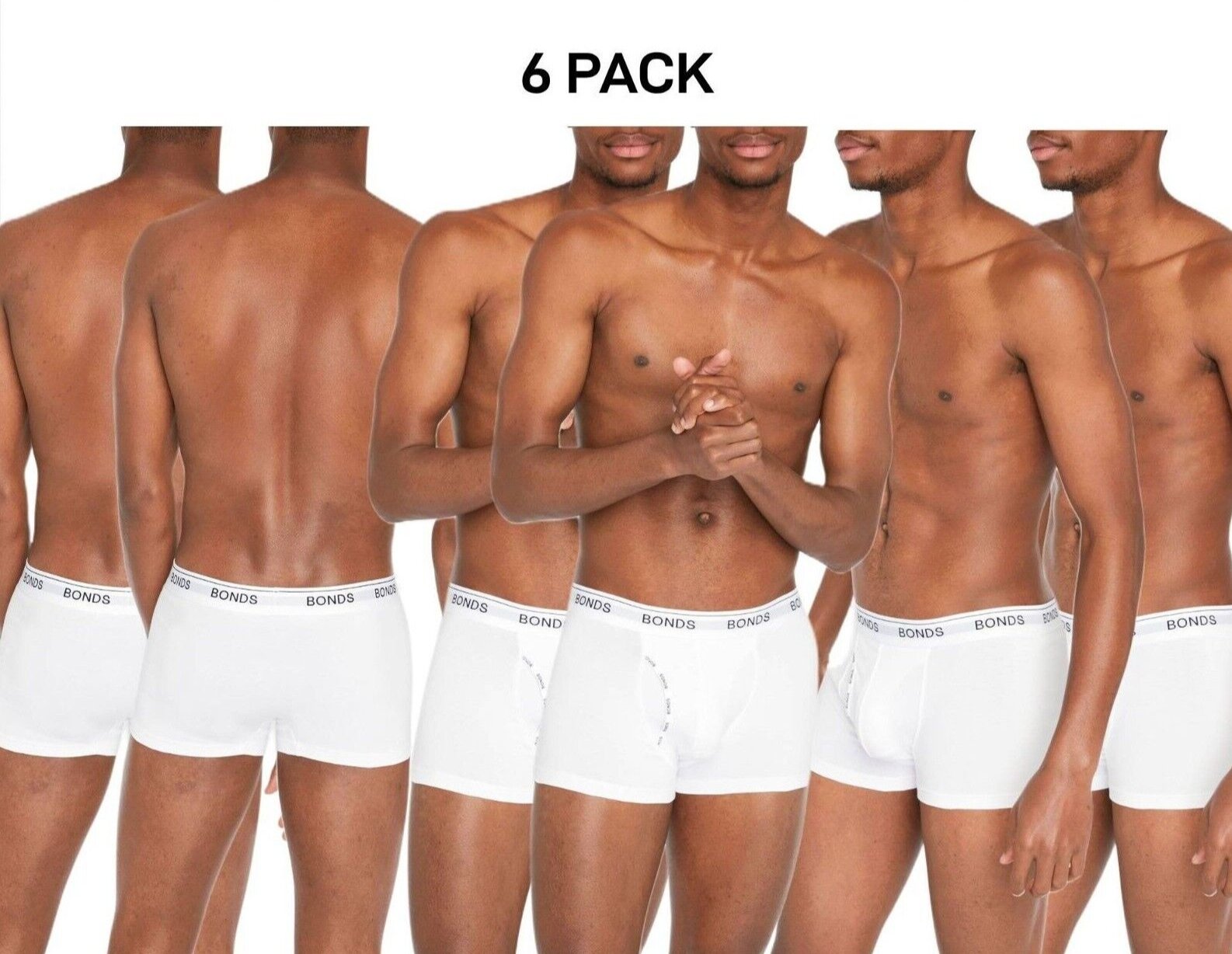 Bonds Mens Guyfront Trunk Stretchy Cotton Fabric Elastic Waistband 6 Pack MZVJ