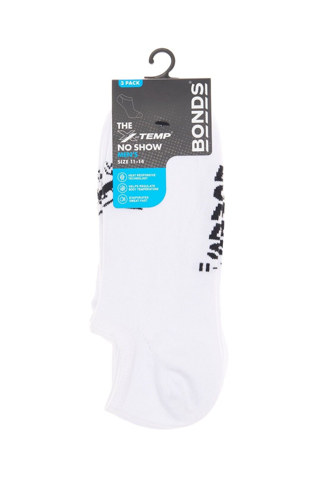 Bonds Mens Active X-Temp No Show 9 Pack Socks Non Slip White Sports Sock SXX43N