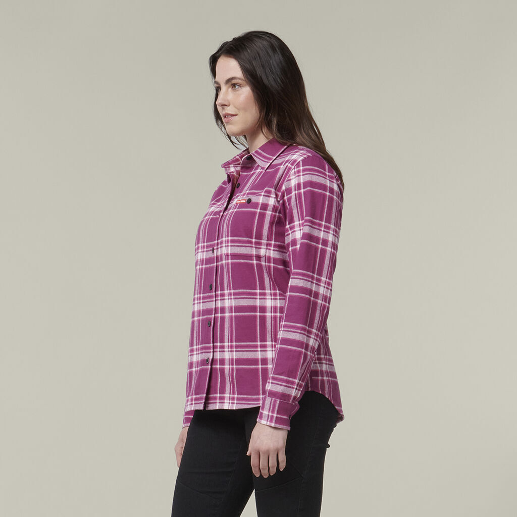 Clearance! Hard Yakka Womens Check Flannie Relaxed Fit Smart Shirt Y08744-Collins Clothing Co