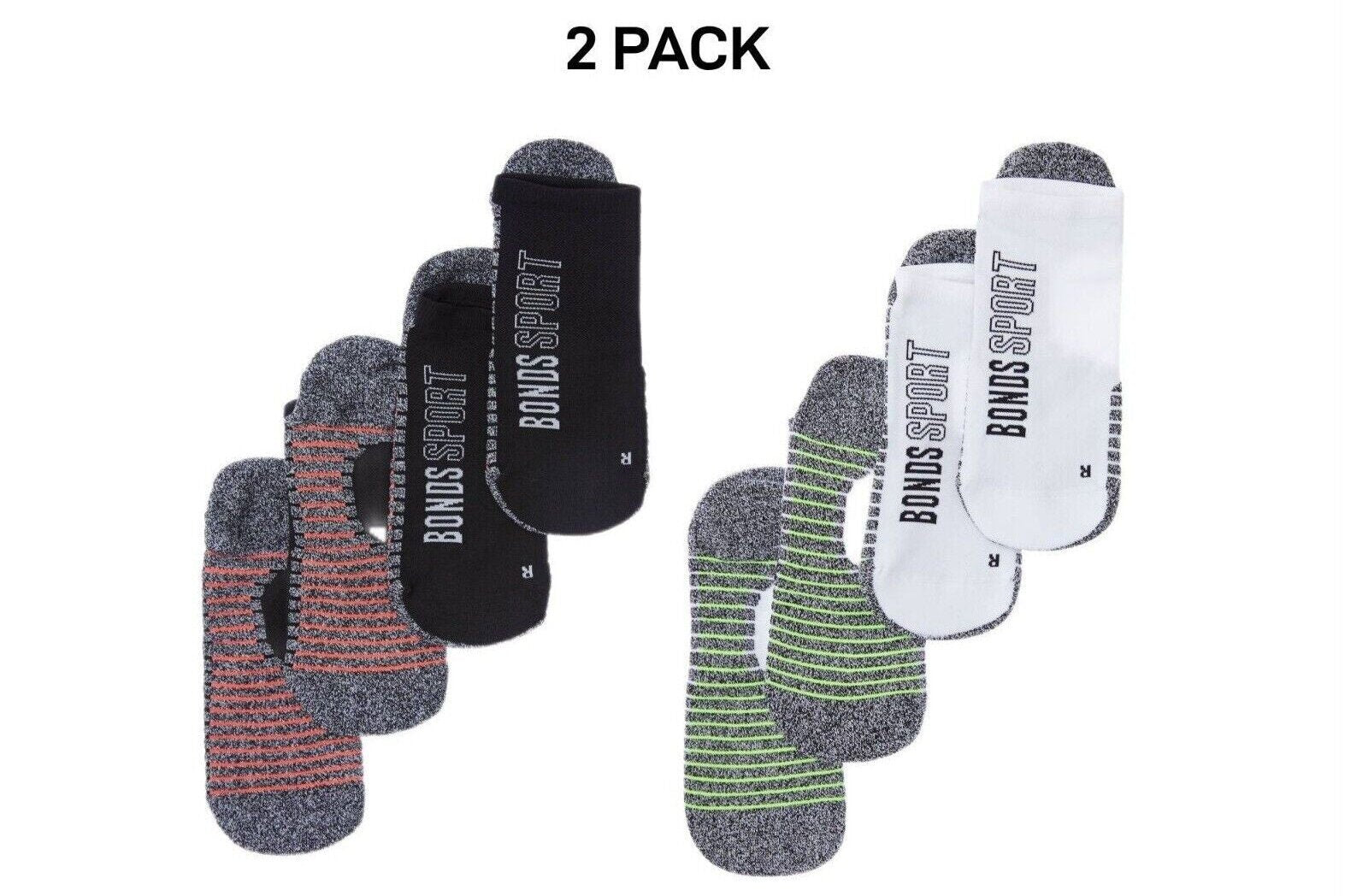 Bonds Mens Sport Tech No Show Sock Cushioned Shock-Absorbing Sole 2 Pack SYCK2N