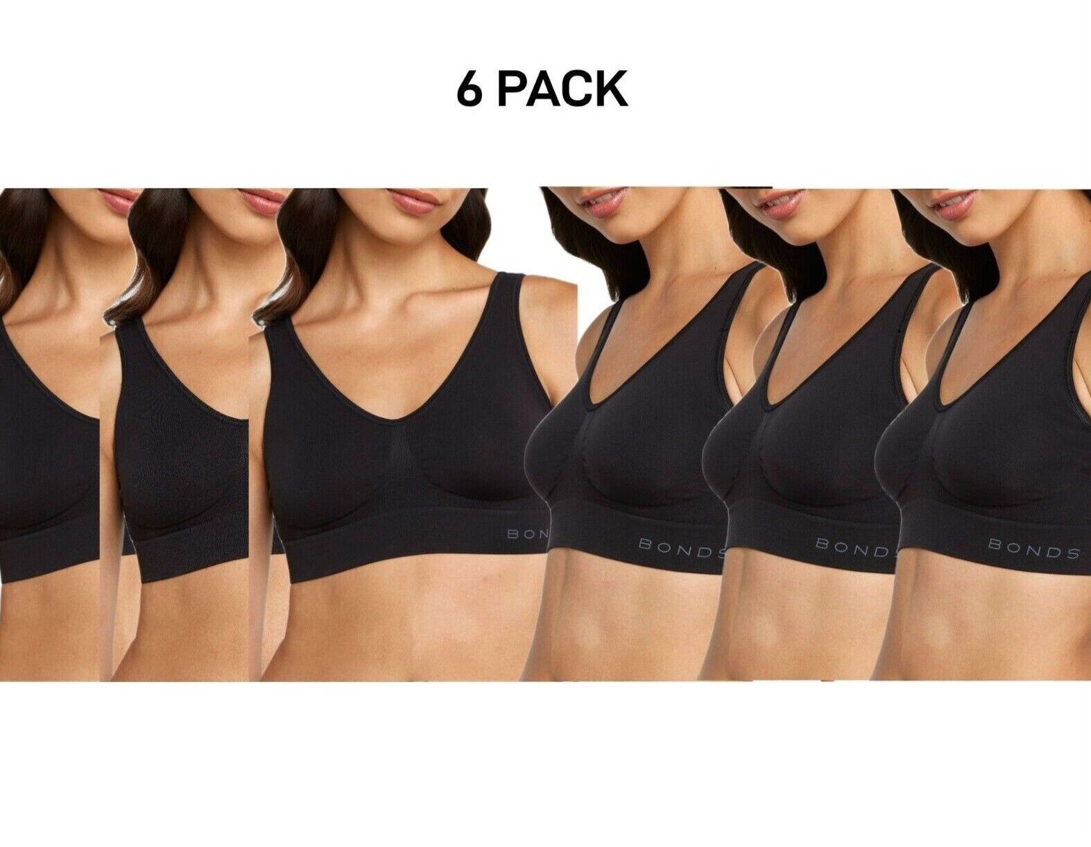 Bonds Womens Comfy Crop Regular Super Soft Flexible Wirefree Bra 6 Pack WVLHY