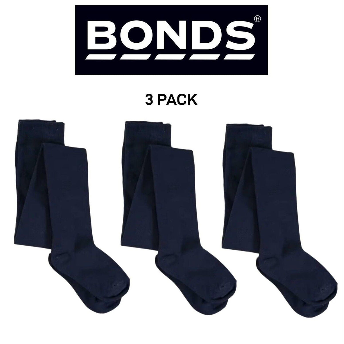 Bonds Kids School Tights Lycra Soft Waistband for Comfort Durable 3 Pack R6312N