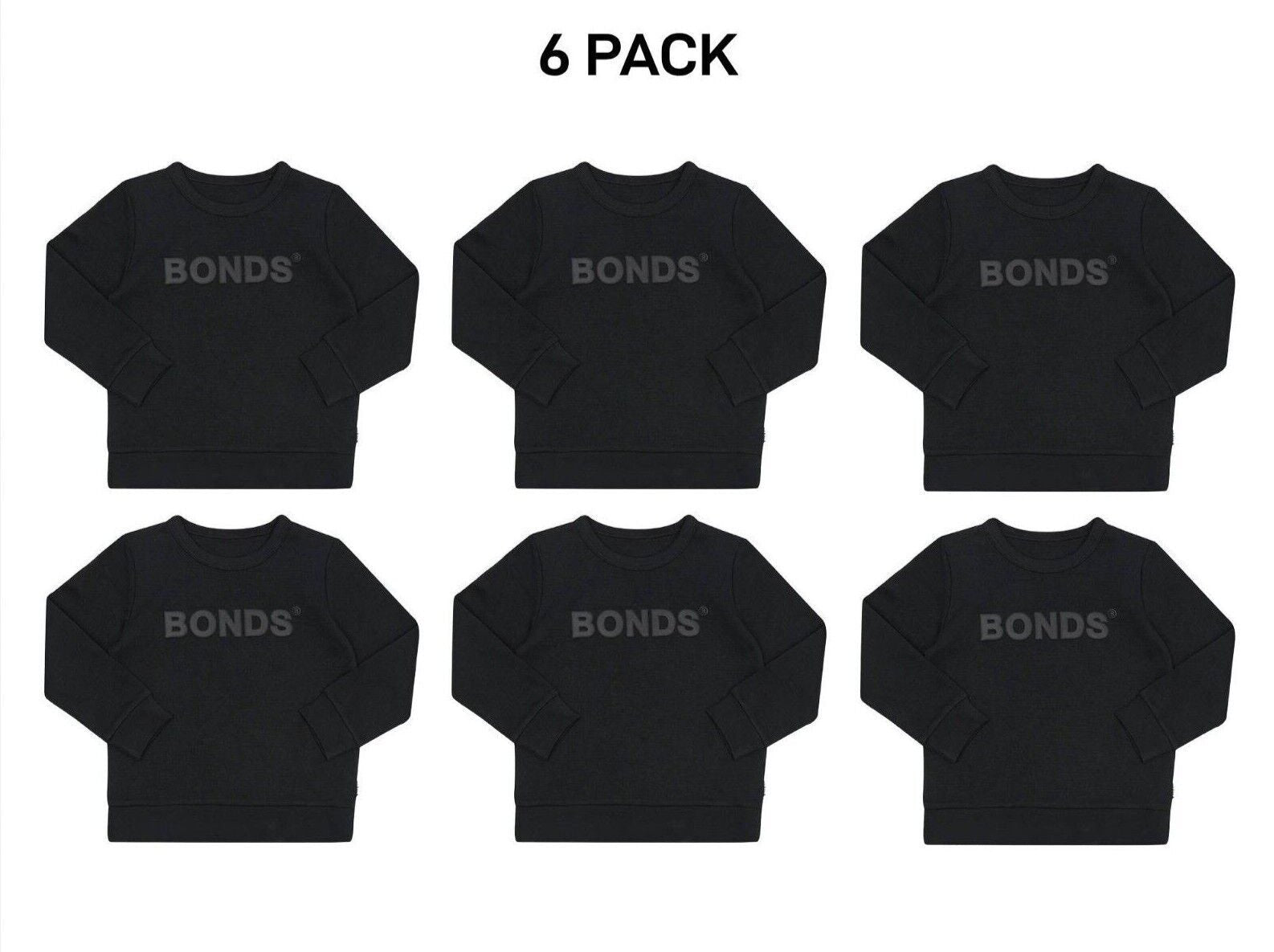 Bonds Kids Tech Sweats Pullover Soft Knitted Warm Cotton Poly Blend 6 Pack KVQTK