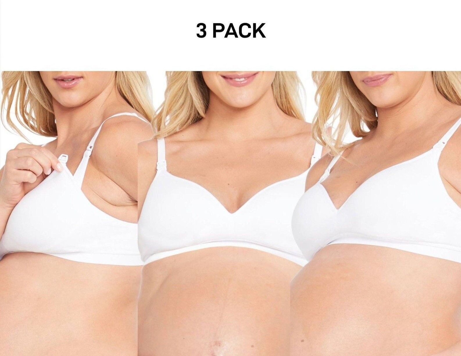 Bonds Womens Bumps Contour Maternity Wirefree Bra Comfy Flattering 3 Pack YYCCW