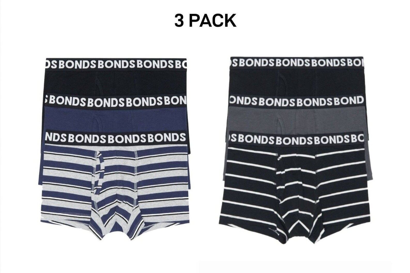 Bonds Mens Everyday Trunks Convenience Comfort & Value Underwear 3 Pack MWQ33A