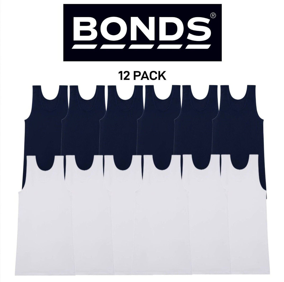 Bonds Mens Chesty Singlets Cotton Perfect Comfortable Fit 12 Pack M37566