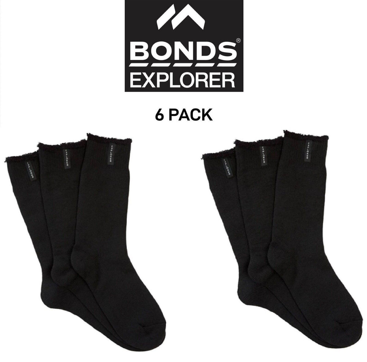 Bonds Mens Explorer Original Wool Crew Socks Comfy Durability 6 Pack SYNW3W