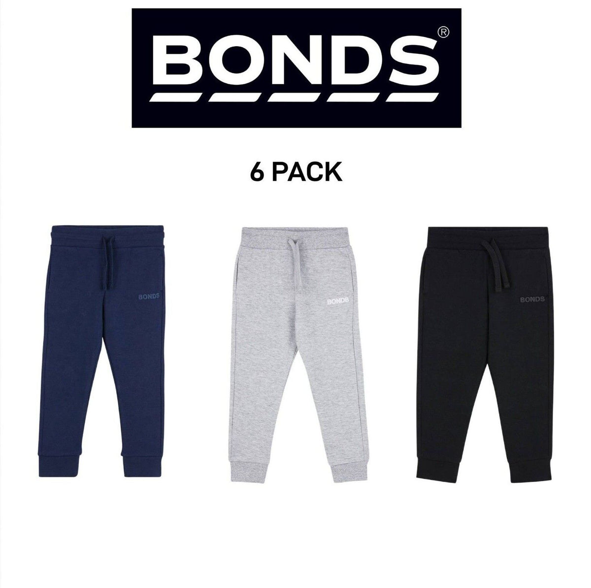 Bonds Baby Tech Sweats Trackie Lightweight and Warm Sporty Style 6 Pack KVQRA