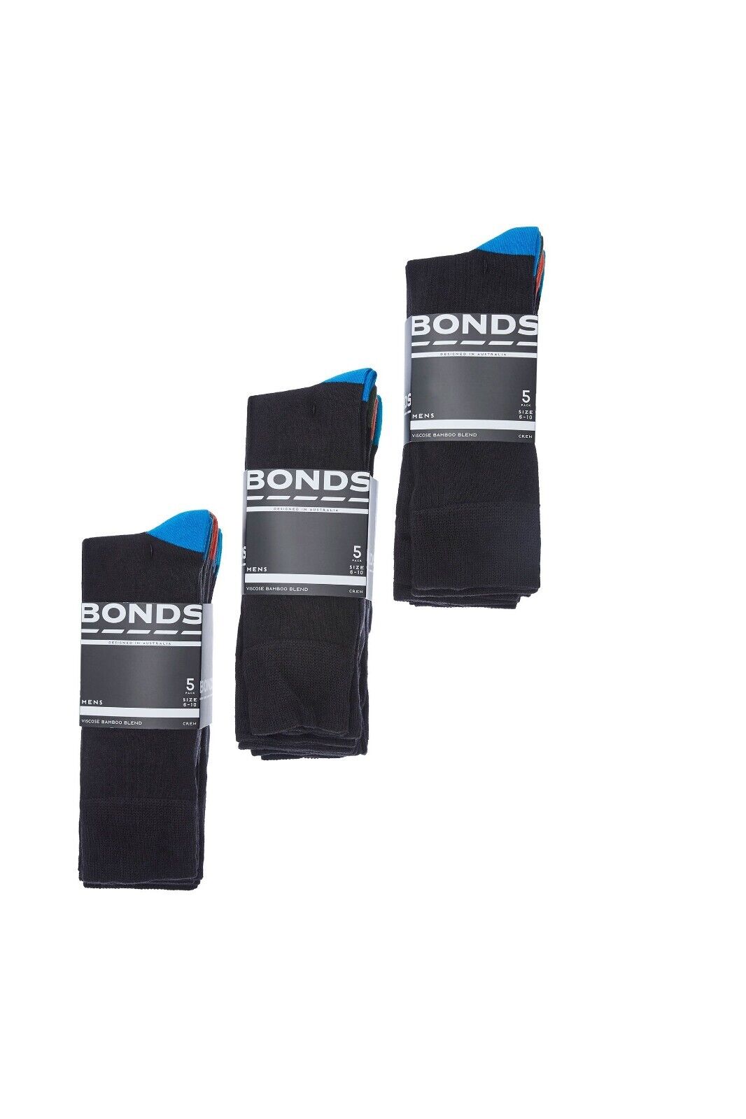 Bonds Mens Bamboo Crew Socks Reinforced Heel & Toe for Durability 5 Pack SZFQ5W