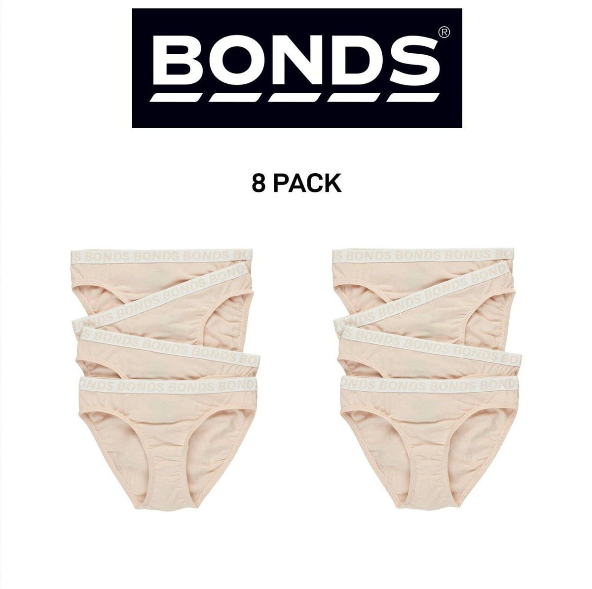 Bonds Girls Bikini Sport Super Soft Smooth Seams Moisture Wicking 8 Pack UWCW4A