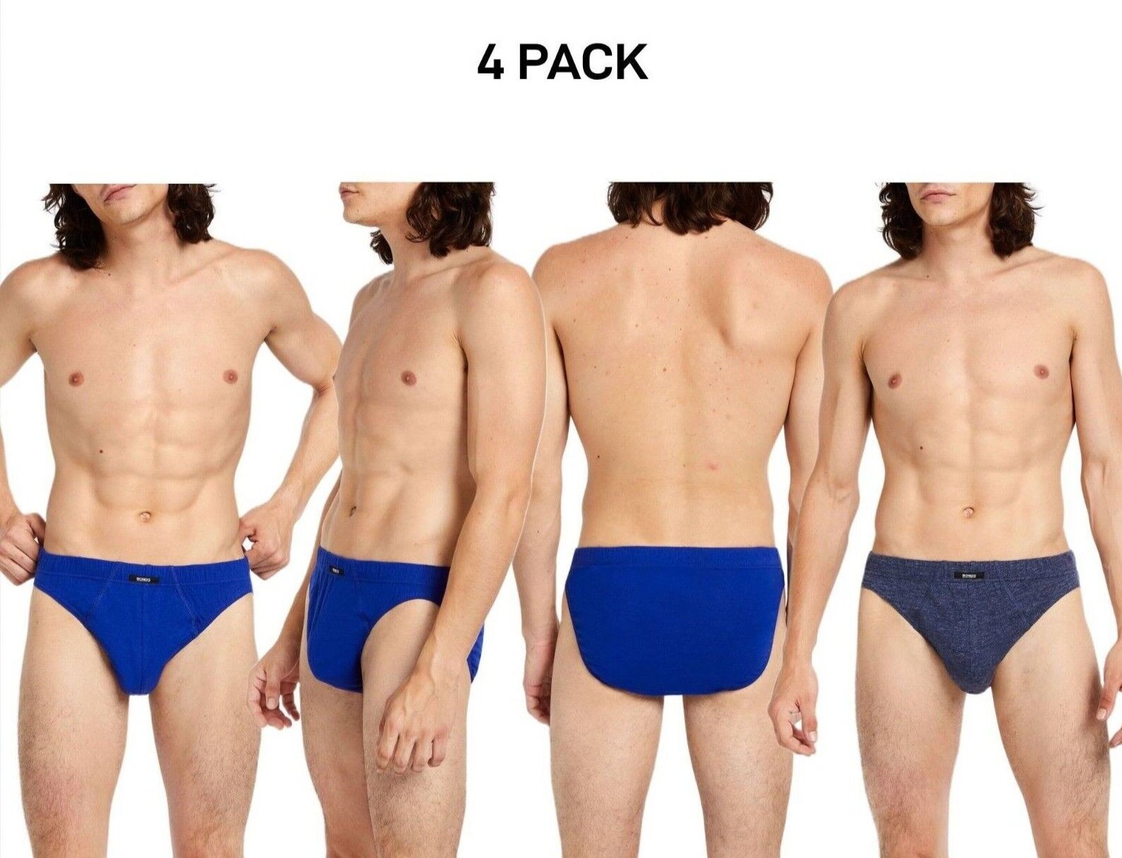 Bonds Mens Action Brief  Soft Cotton and Encased Elastic Comfort 4 Pack M8OS4