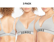 Bonds Womens Retro Rib Wirefree Tee Bra Comfortable & Stretchable 3 Pack YXF7Y