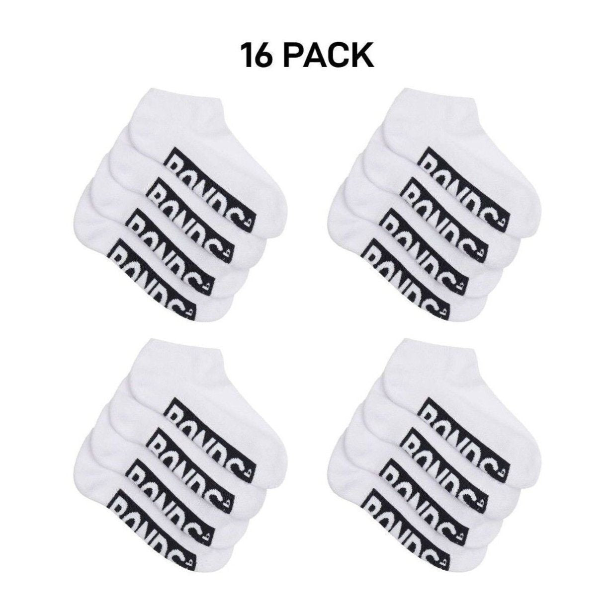 Bonds Kids Logo Cushioned Low Cut Socks Cotton Comfy Cushioning 16 Pack RXTV4W