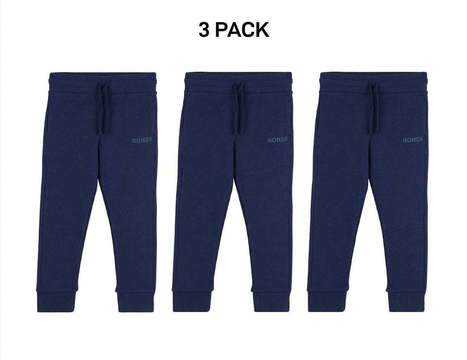 Bonds Baby Tech Sweats Trackie Lightweight and Warm Sporty Style 3 Pack KVQRA