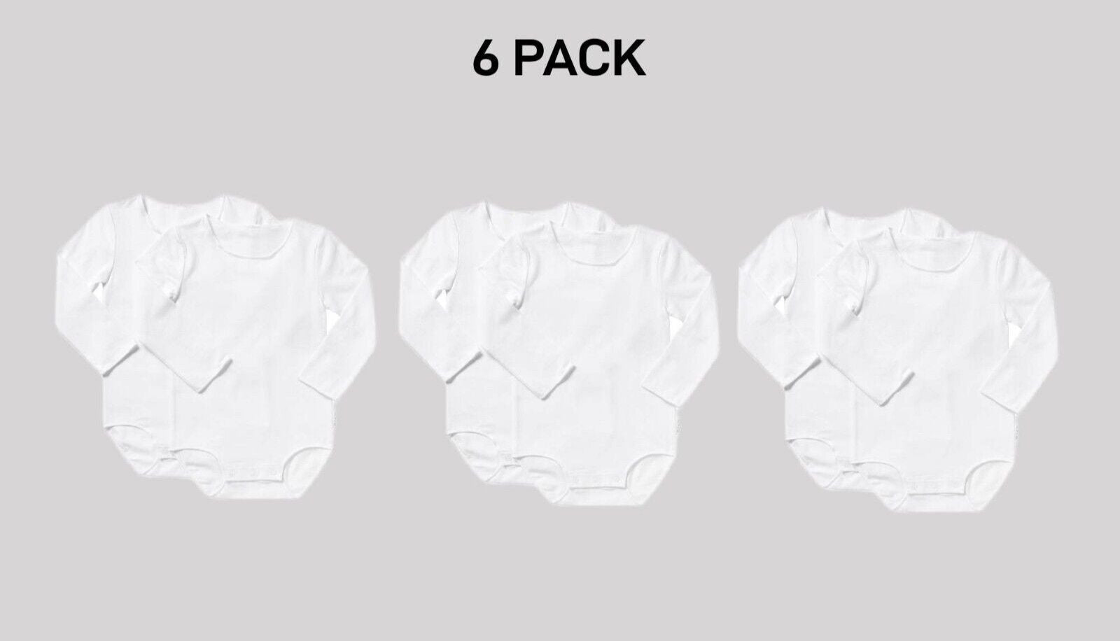 Bonds Baby Wonderbodies Long Sleeve Bodysuit Ultimate Comfort 6 Pack BY4RA